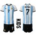 Argentina Rodrigo de Paul #7 Hjemmedraktsett Barn VM 2022 Korte ermer (+ Korte bukser)